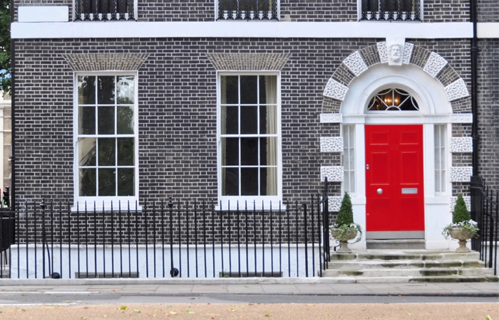 Building with a red door